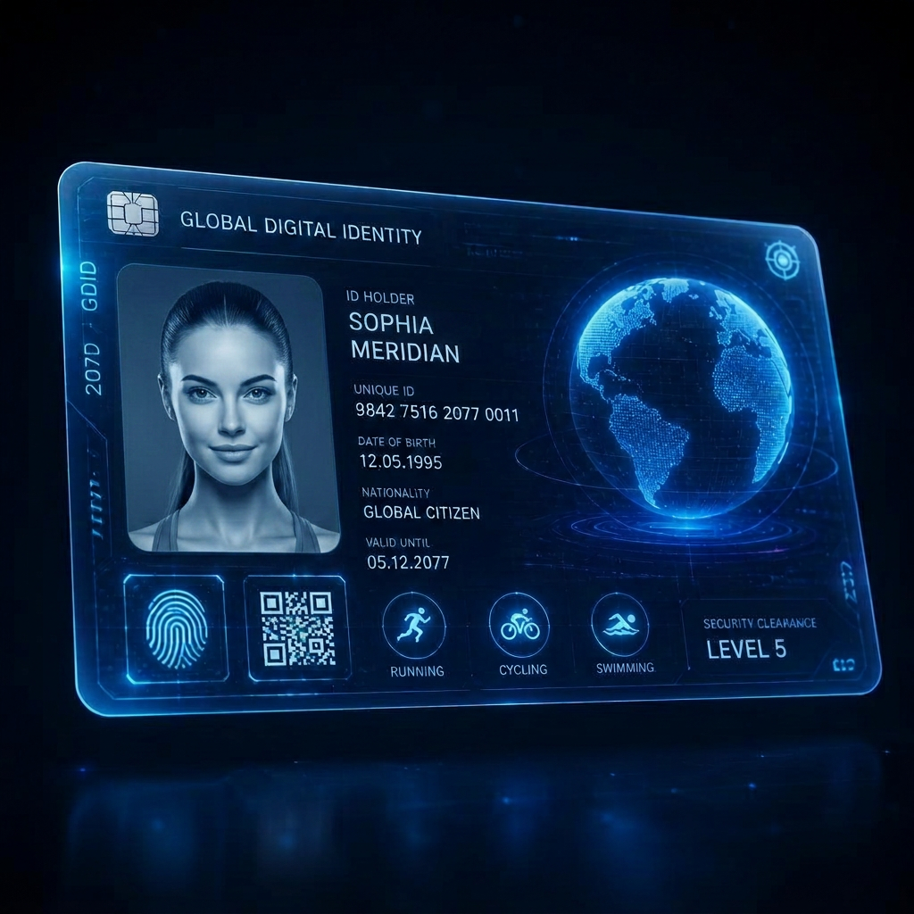 Hercule.id digital sports passport with running, cycling, swimming and basketball badges